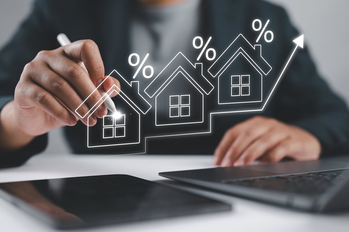 Interest rate and mortgage loan concept