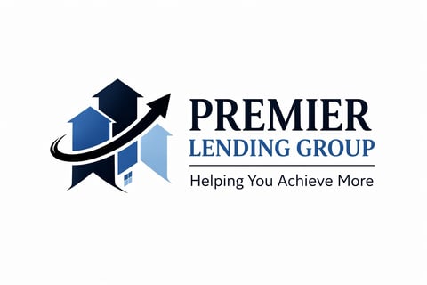 Premier Lending Group logo with upward arrow, building icon, and tagline Helping You Achieve More